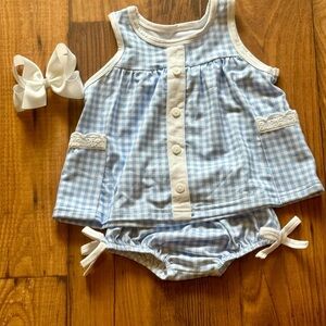 Boutique Blue and White Gingham Shorts Set Size 10